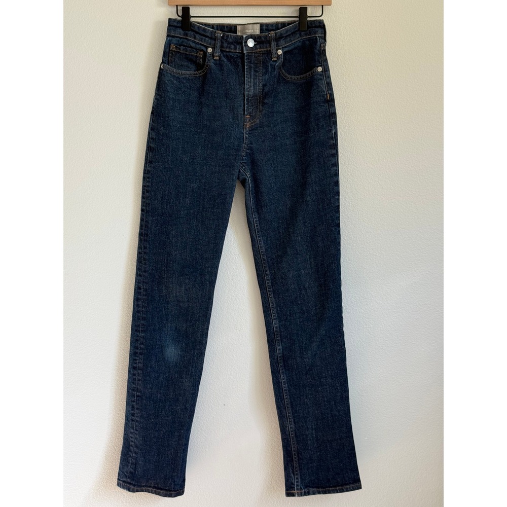 Everlane High Rise Straight Jeans 27 Regular Dark Wash Blue Minimalist Classic
